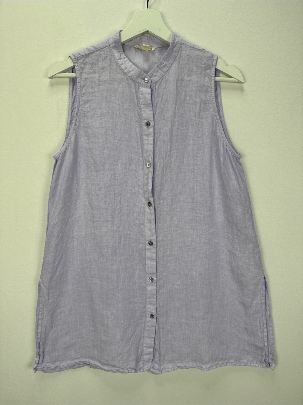 Eileen Fisher Lavender Linen Sleeveless Button Front Tunic Top Size S/P - Picture 2 of 10